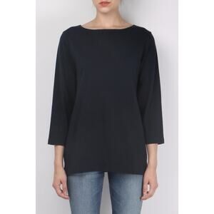 APIECE APART NAVY COTTON BOATNECK 3/4 SLEEVE TEE XS